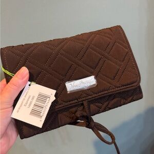 NWT VERA BRADLEY All Wrapped Up Jewelry Roll Travel Case Espresso Brown